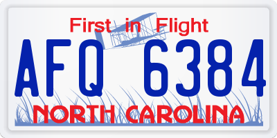 NC license plate AFQ6384