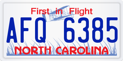NC license plate AFQ6385