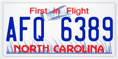 NC license plate AFQ6389