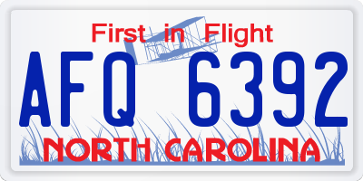 NC license plate AFQ6392