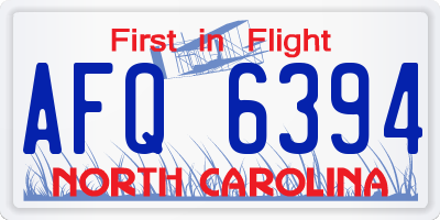 NC license plate AFQ6394