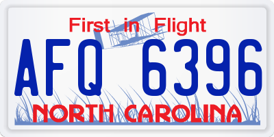 NC license plate AFQ6396