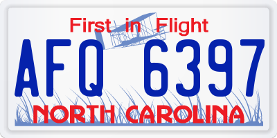 NC license plate AFQ6397