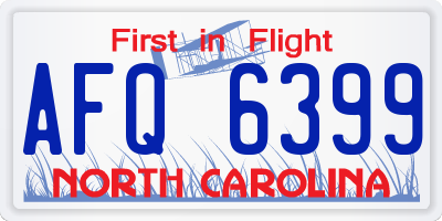 NC license plate AFQ6399