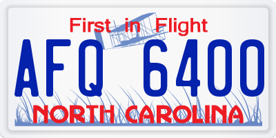NC license plate AFQ6400