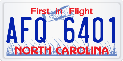 NC license plate AFQ6401