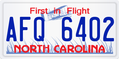 NC license plate AFQ6402