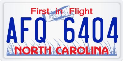 NC license plate AFQ6404
