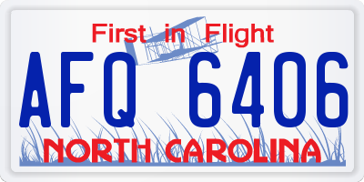 NC license plate AFQ6406
