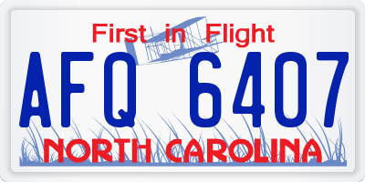 NC license plate AFQ6407