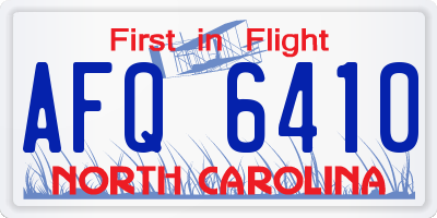 NC license plate AFQ6410