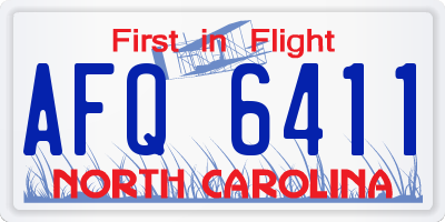 NC license plate AFQ6411