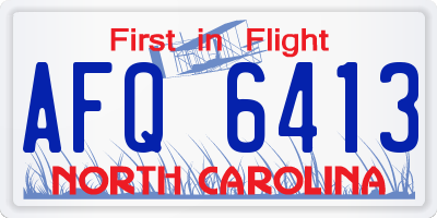 NC license plate AFQ6413