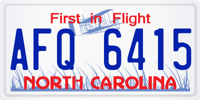 NC license plate AFQ6415