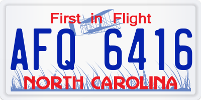 NC license plate AFQ6416