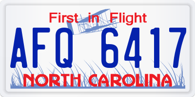 NC license plate AFQ6417