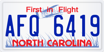 NC license plate AFQ6419