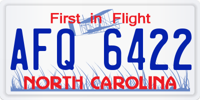 NC license plate AFQ6422