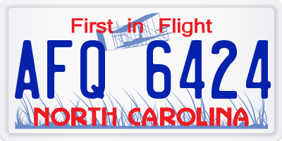 NC license plate AFQ6424
