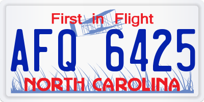 NC license plate AFQ6425