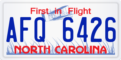NC license plate AFQ6426