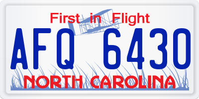 NC license plate AFQ6430