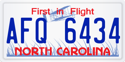 NC license plate AFQ6434