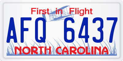 NC license plate AFQ6437