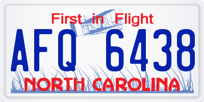 NC license plate AFQ6438