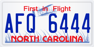 NC license plate AFQ6444