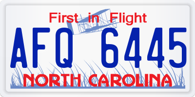 NC license plate AFQ6445