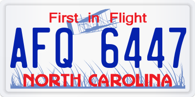 NC license plate AFQ6447