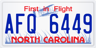 NC license plate AFQ6449