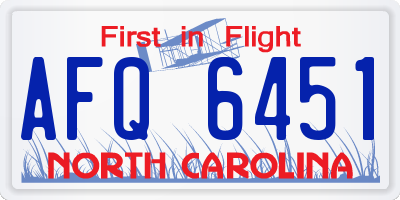 NC license plate AFQ6451