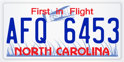NC license plate AFQ6453