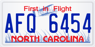 NC license plate AFQ6454