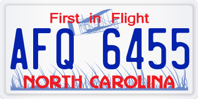 NC license plate AFQ6455