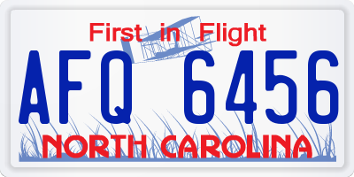 NC license plate AFQ6456