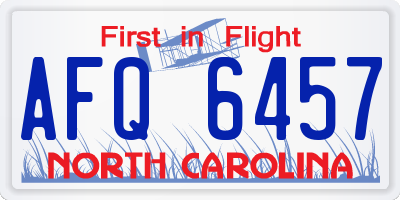 NC license plate AFQ6457
