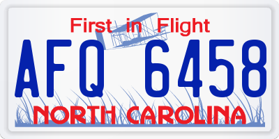 NC license plate AFQ6458