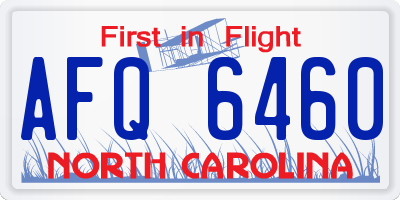 NC license plate AFQ6460