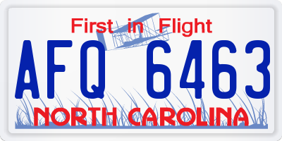 NC license plate AFQ6463
