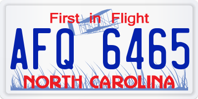 NC license plate AFQ6465