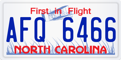 NC license plate AFQ6466