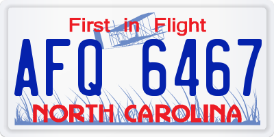 NC license plate AFQ6467