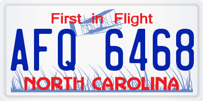 NC license plate AFQ6468