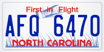 NC license plate AFQ6470
