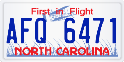 NC license plate AFQ6471