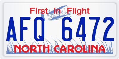 NC license plate AFQ6472