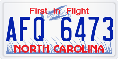 NC license plate AFQ6473